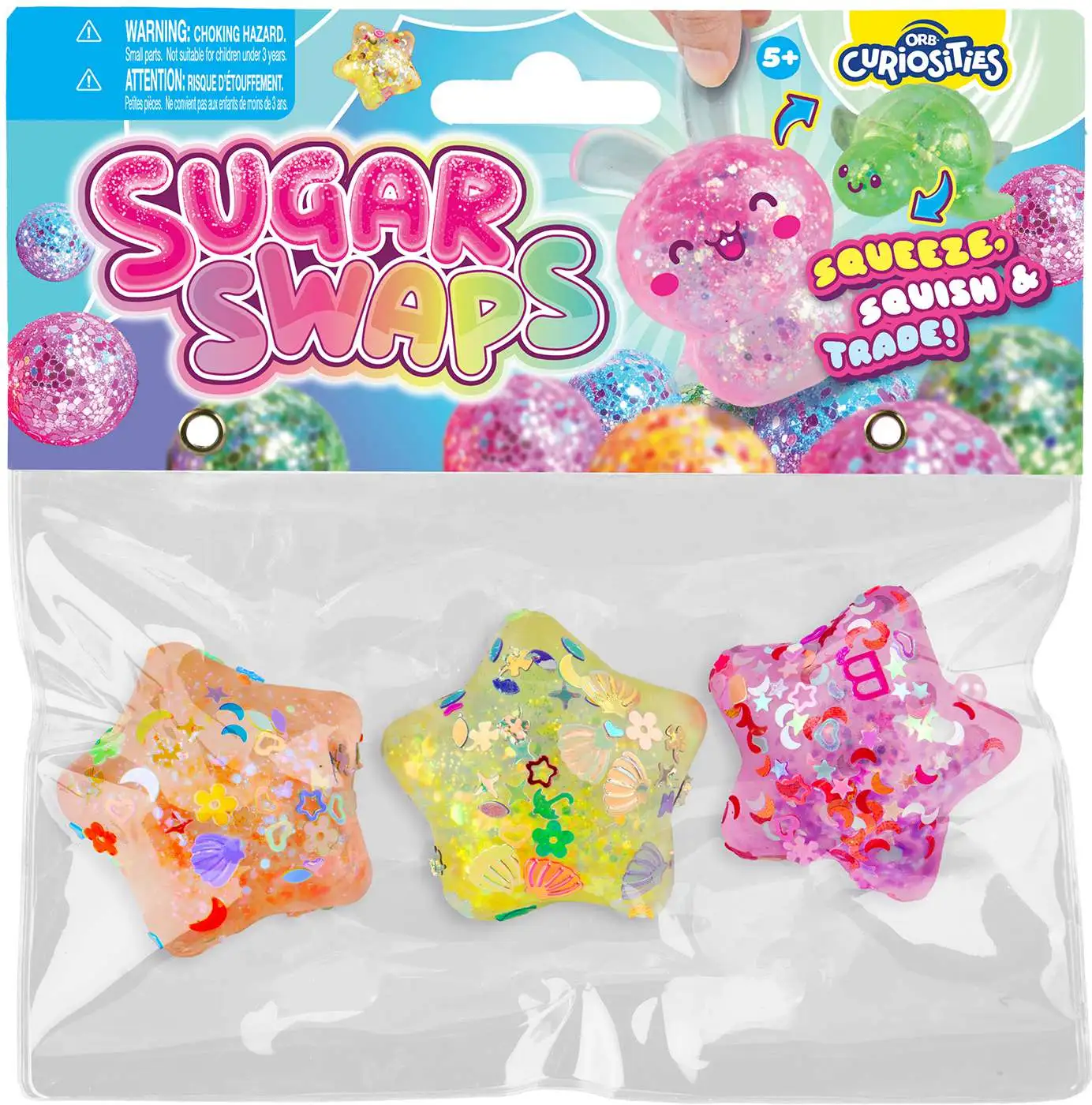 Curiosities Sugar Swaps Stars 2-Inch Squeeze Toy 3-Pack [Triplets]