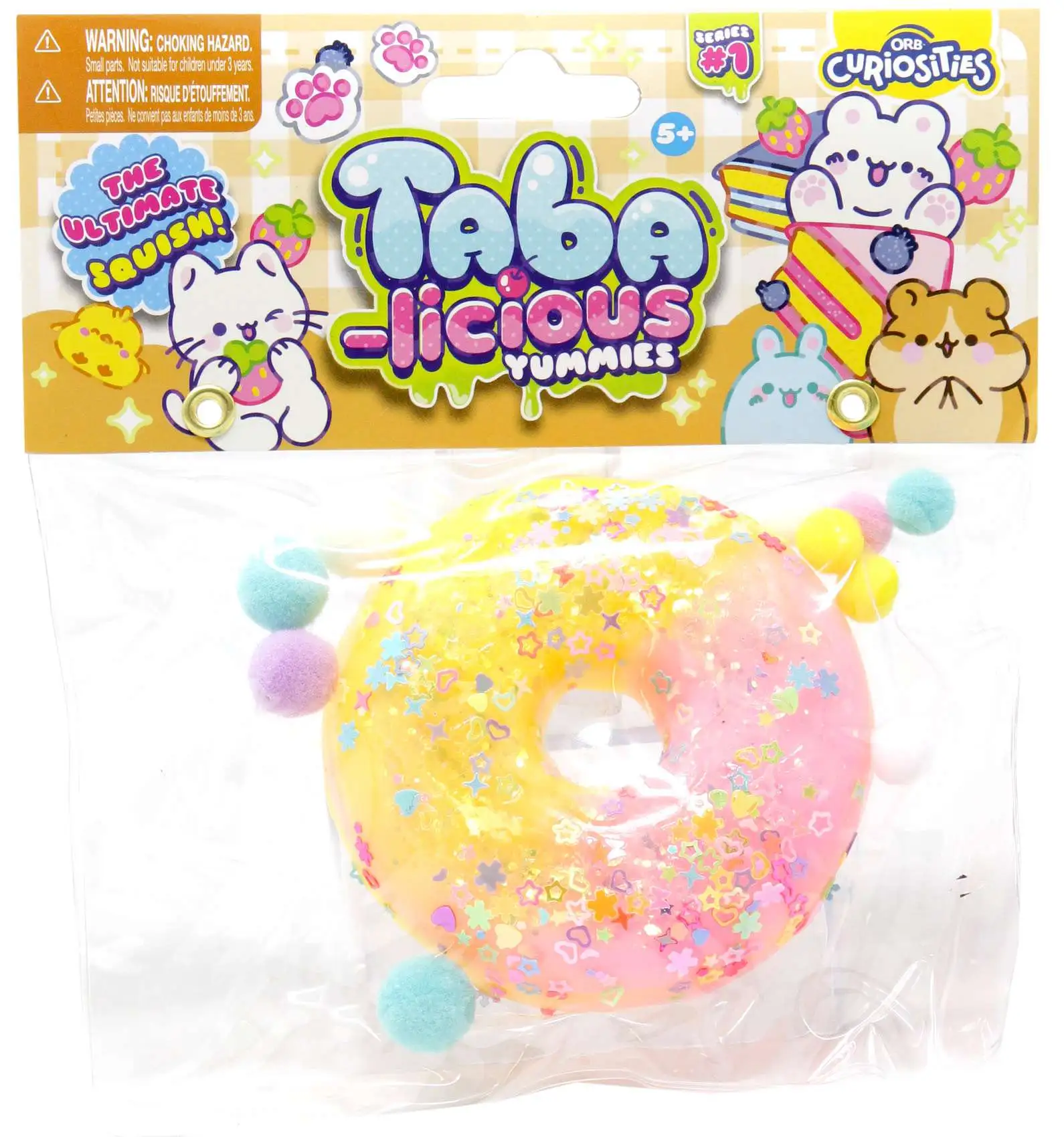 Taba-Licious Curiosities Yummies Pink & Yellow Donut 4-Inch Squeeze Toy