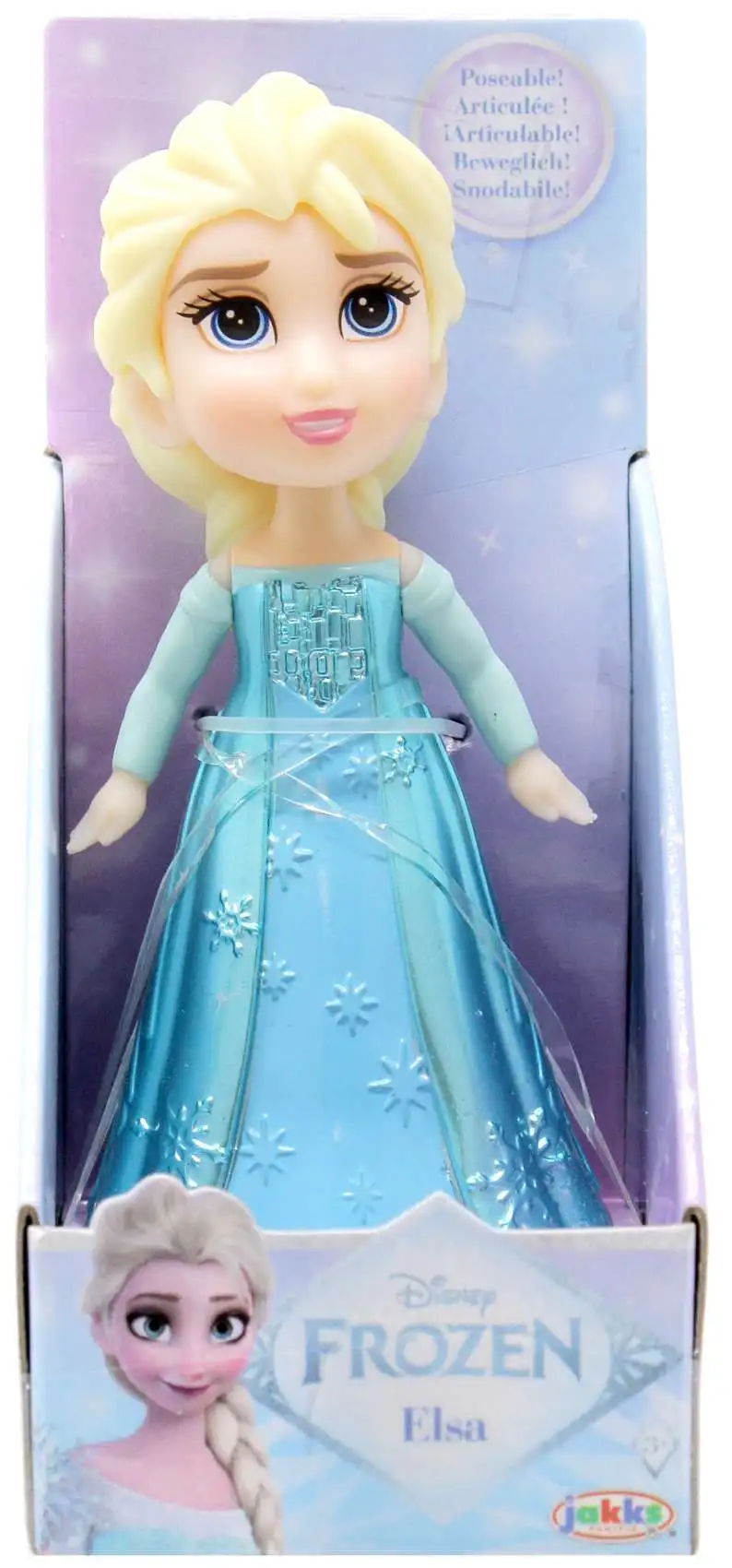 Disney Frozen Posable Elsa 3 Mini Figure Blue Sparkle Dress