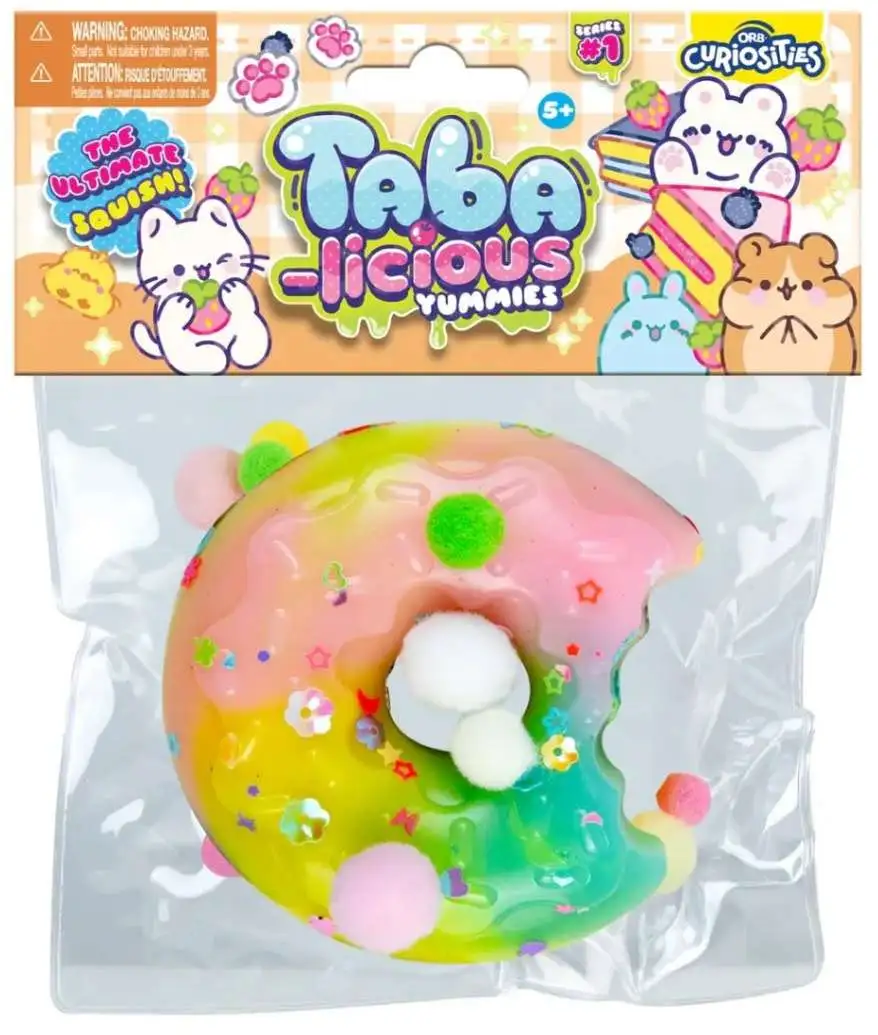 Taba-Licious Curiosities Yummies Blue, Yellow & Pink Donut 4-Inch Squeeze Toy [with Bite]