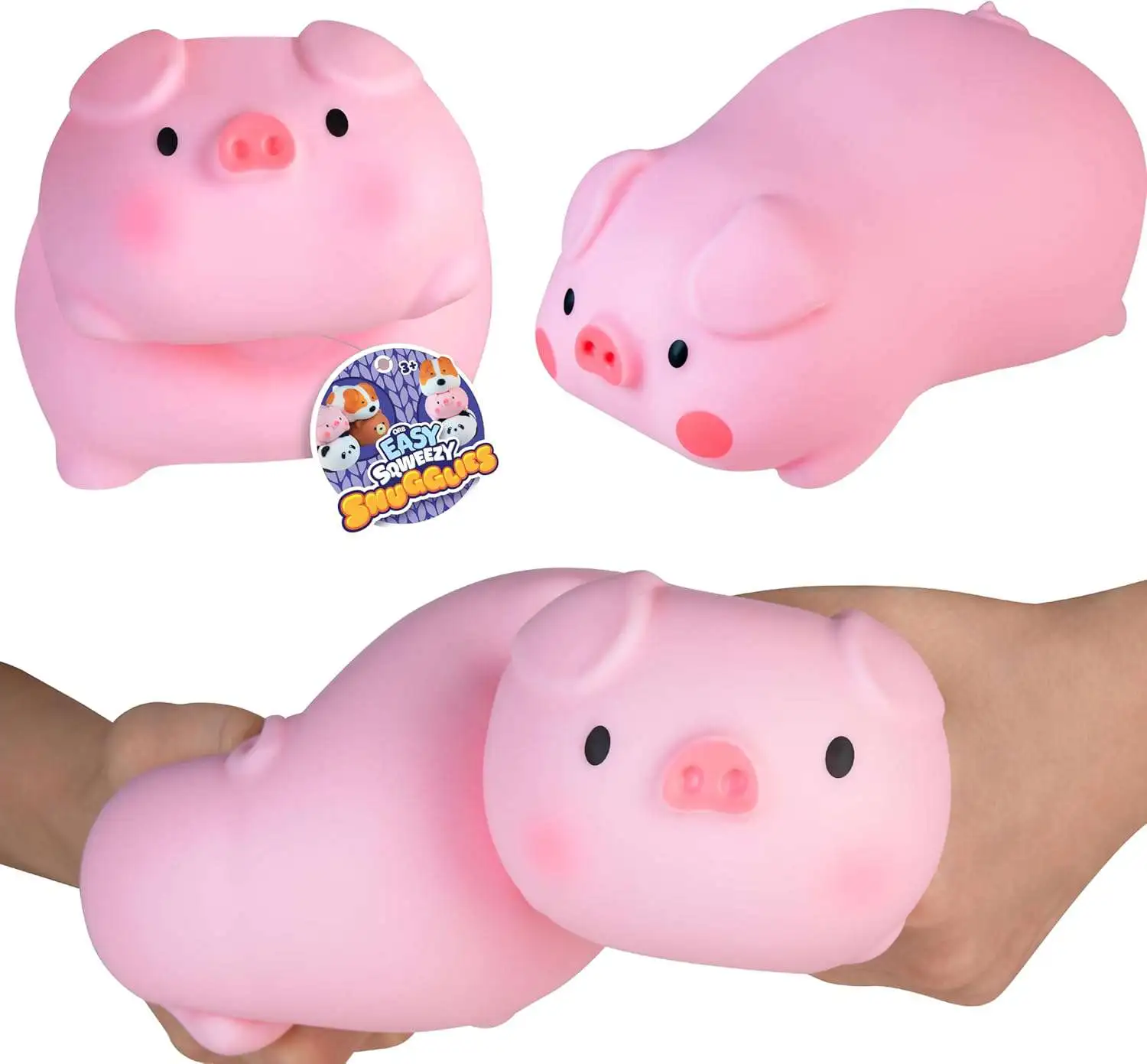 Easy Sqweezy Snugglies Pig 7-Inch Squeeze Toy