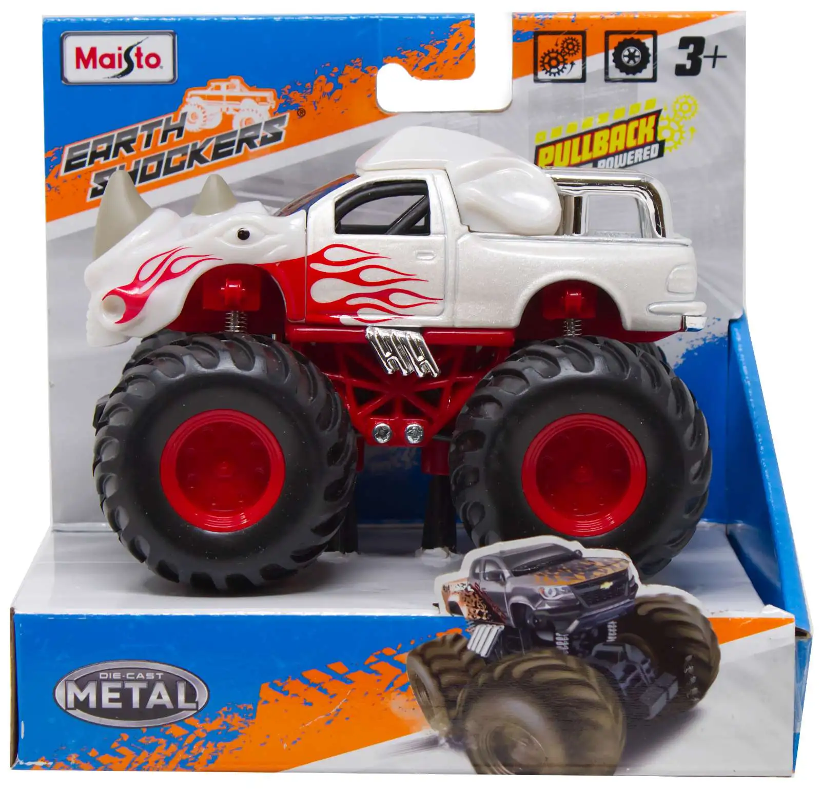 Earth Shockers White Rhino Diecast Pull-Back Car