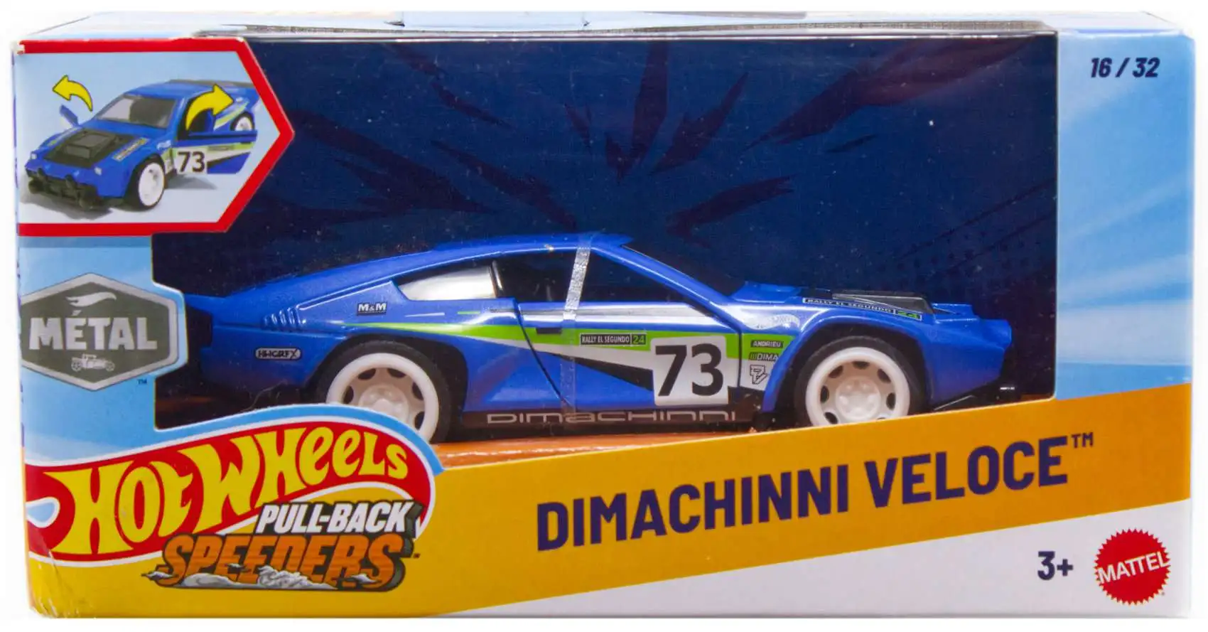 Hot Wheels Pull-Back Speeders Dimachinni Veloce Diecast Pull-Back Car