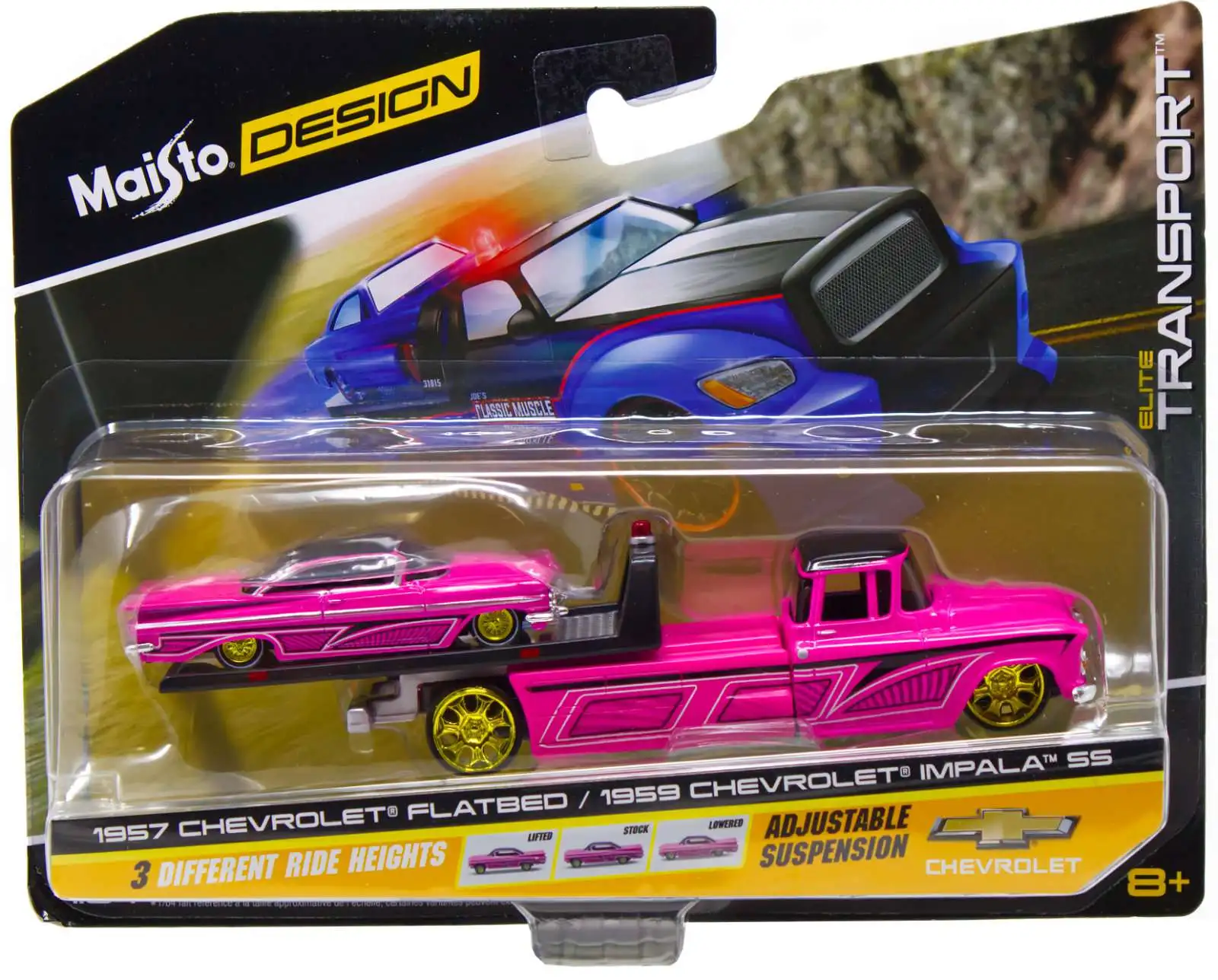 Maisto Design Elite Transport 1957 Chevrolet Flatbed / 1959 Chevrolet Impala SS Diecast Car