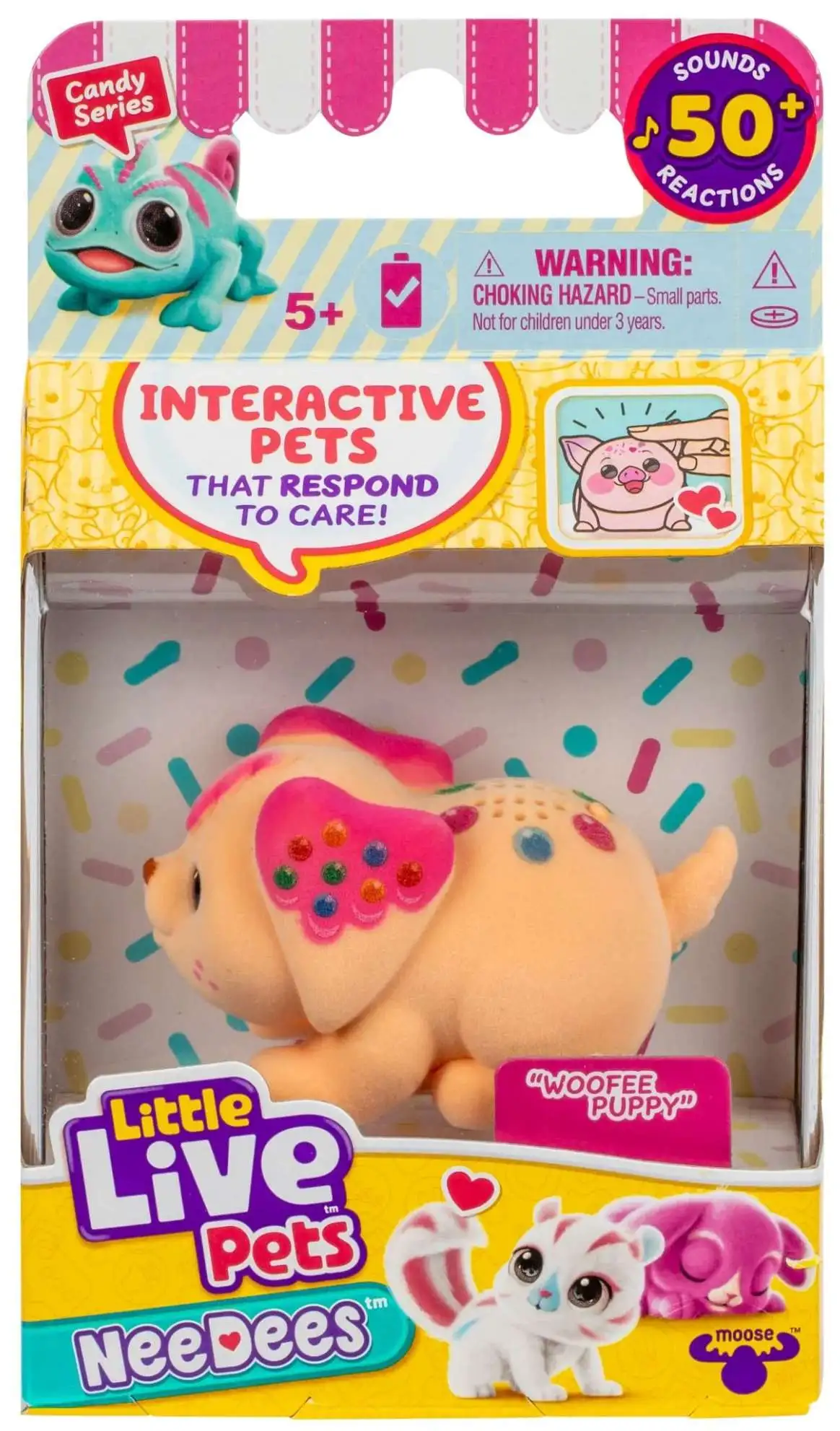 Little Live Pets NeeDees Candy Series Woofee Puppy Wearable Interactive Figure Pack