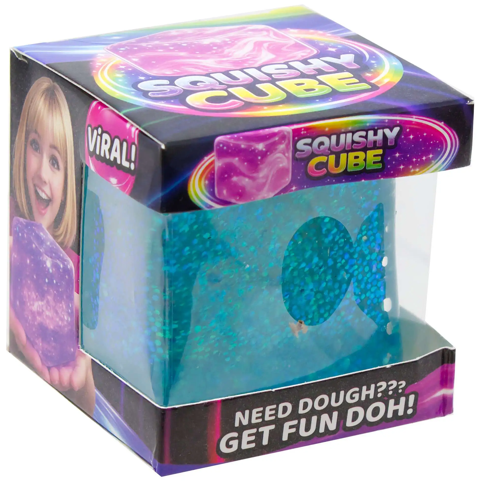 Fun Doh Squishy Cube BLUE Squeeze Toy - ToyWiz