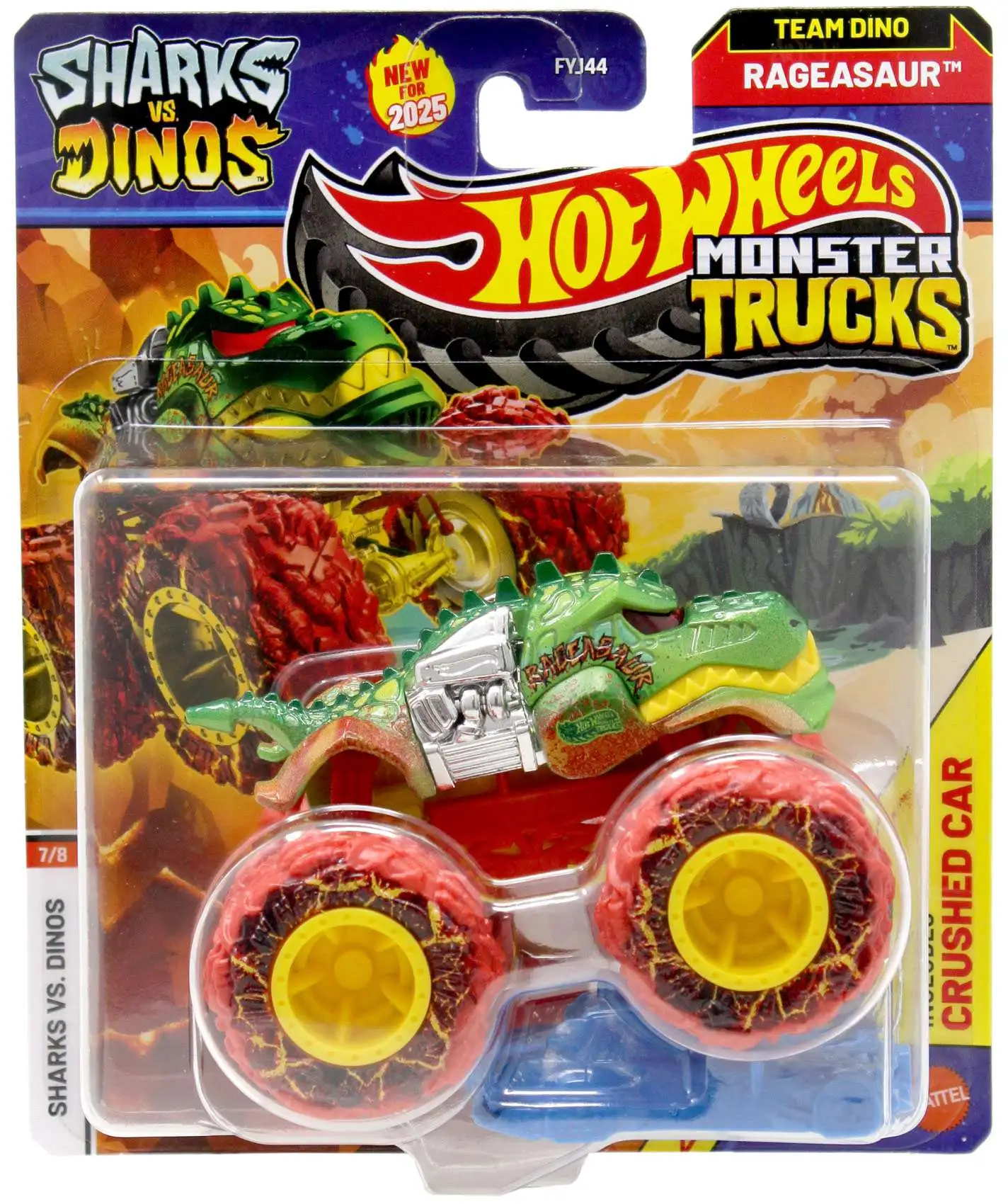 Hot Wheels Monster Trucks Sharks vs. Dinos Rageasaur Diecast Car [Red Wheels]