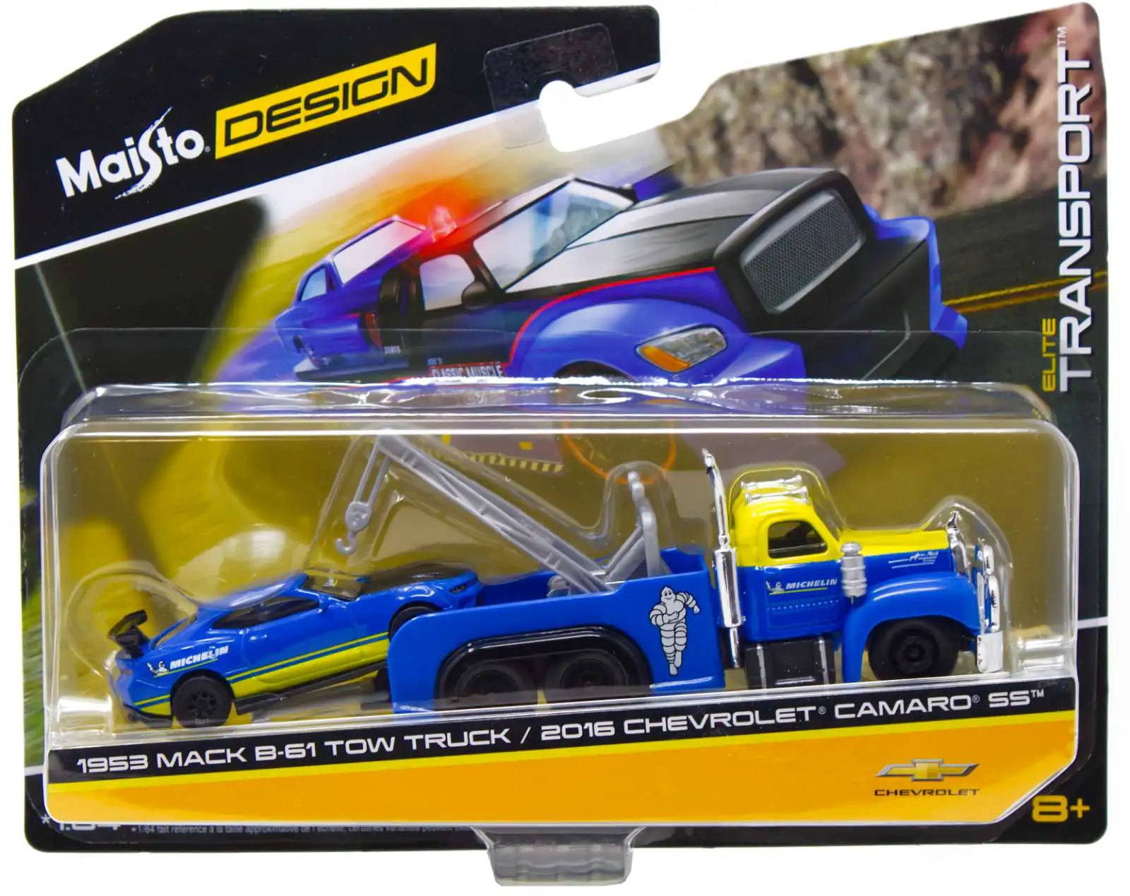 Maisto Design Elite Transport 1953 Mack B-61 Tow Truck / 2016 Chevrolet Camaro SS Diecast Car