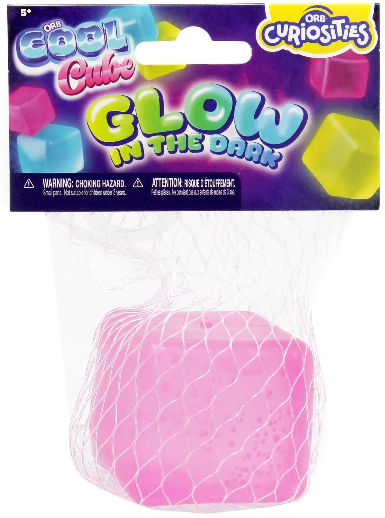 Cool Cube Curiosities Glow-in-the-Dark PINK Squeeze Toy