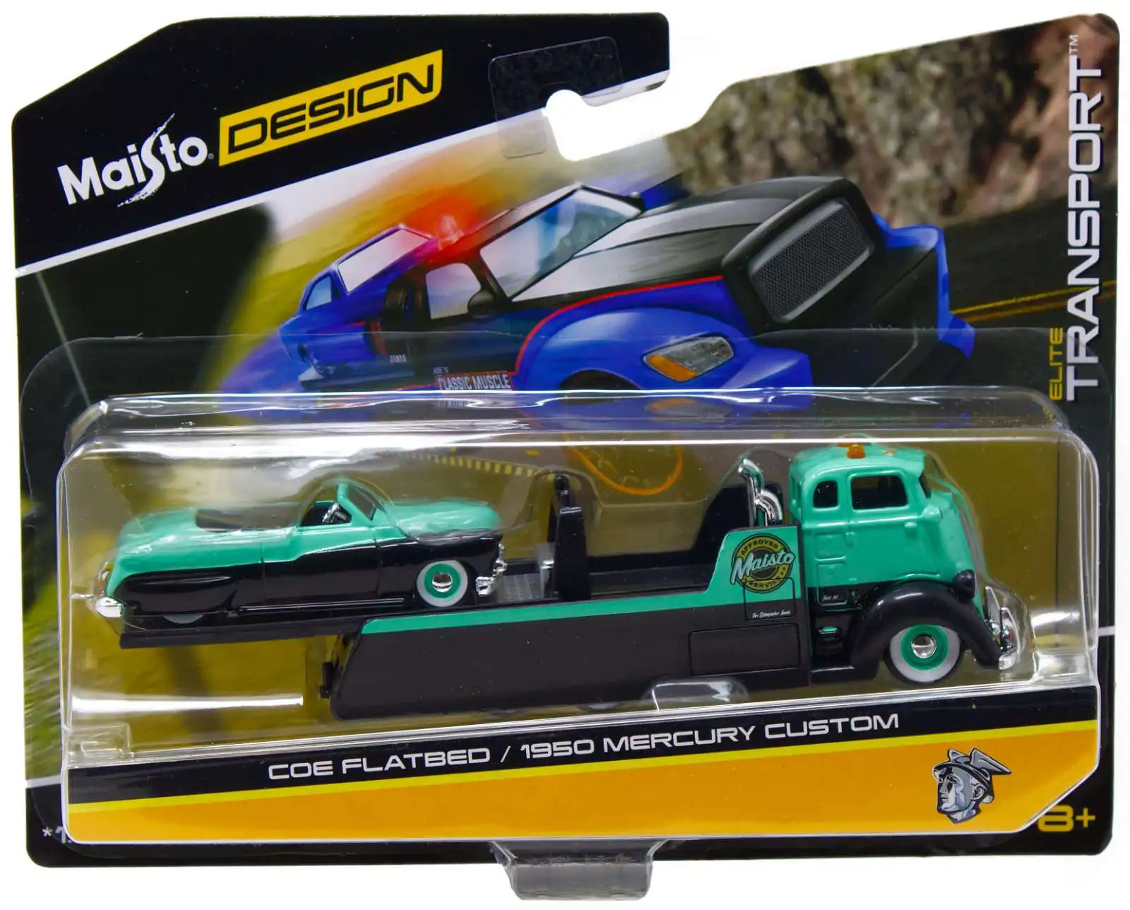 Maisto Design Elite Transport COE Flatbed / 1950 Mercury Custom Diecast Car