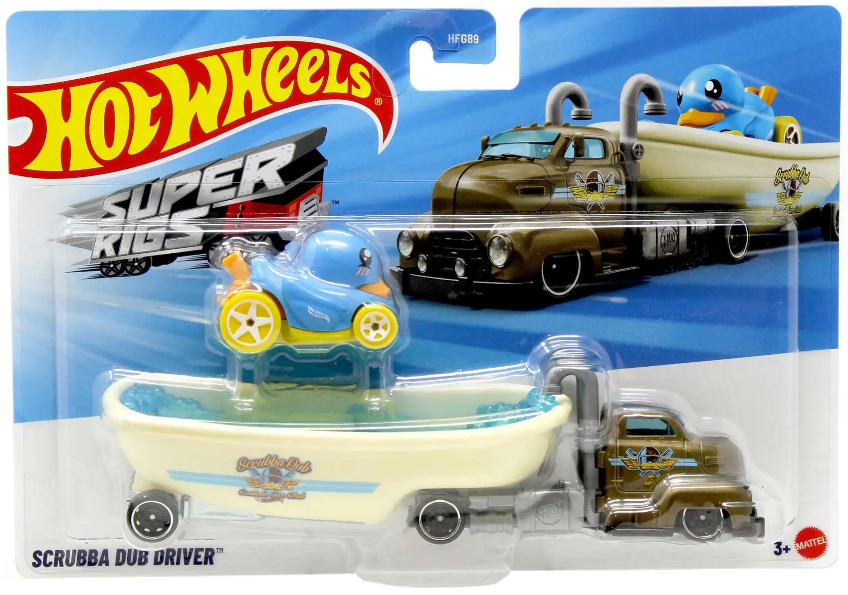Hot Wheels Super Rigs Scrubba Dub Driver Diecast Car Blue Duck