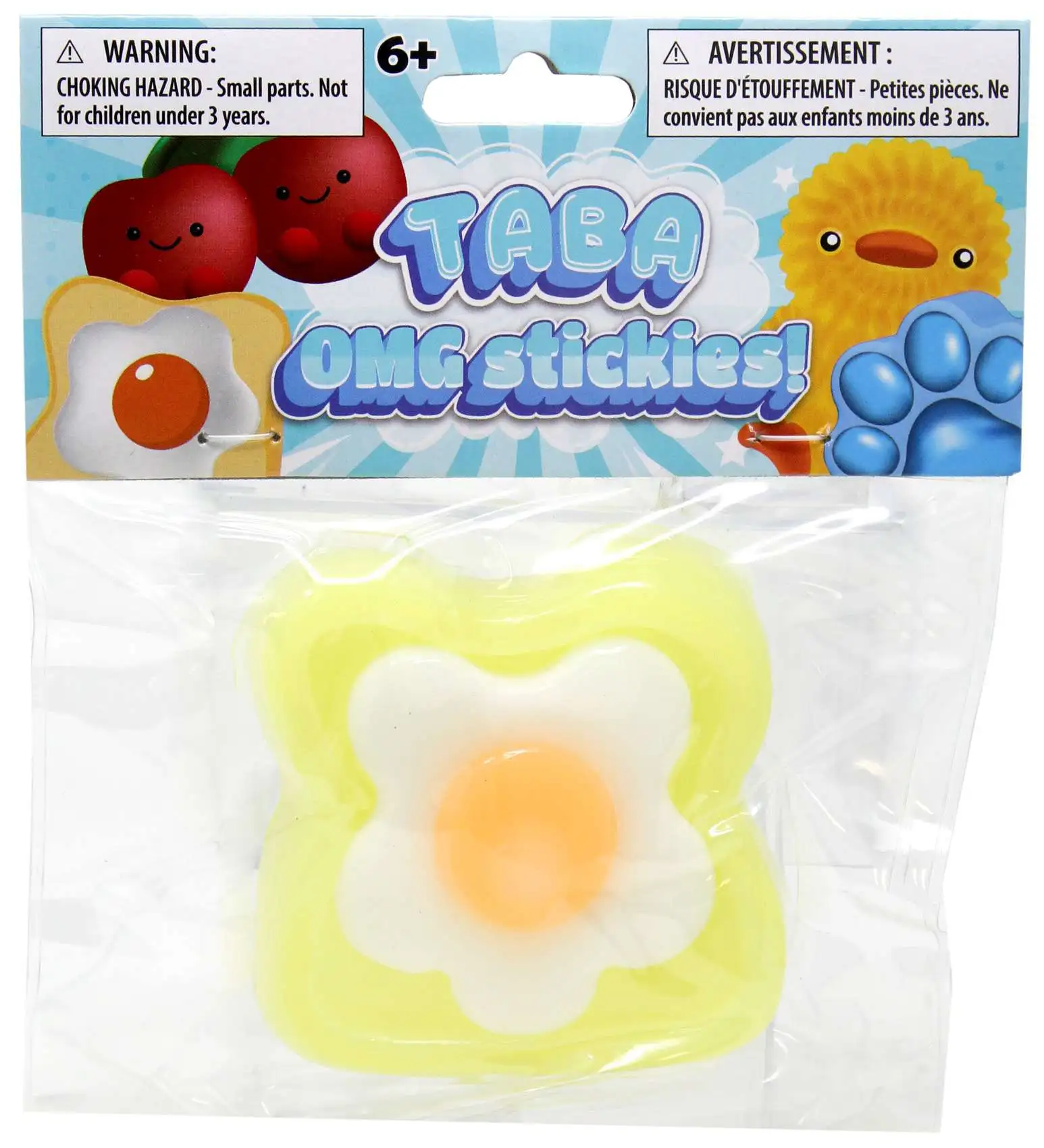 Taba OMG Stickies Food Egg on Toast 3.5-Inch Cling Toy