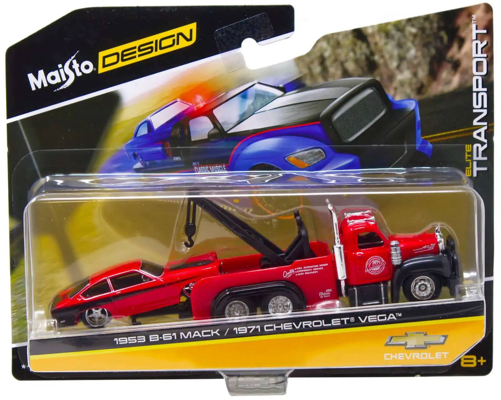 Maisto Design Elite Transport 1953 B-61 Mack / 1971 Chevrolet Vega Diecast Car