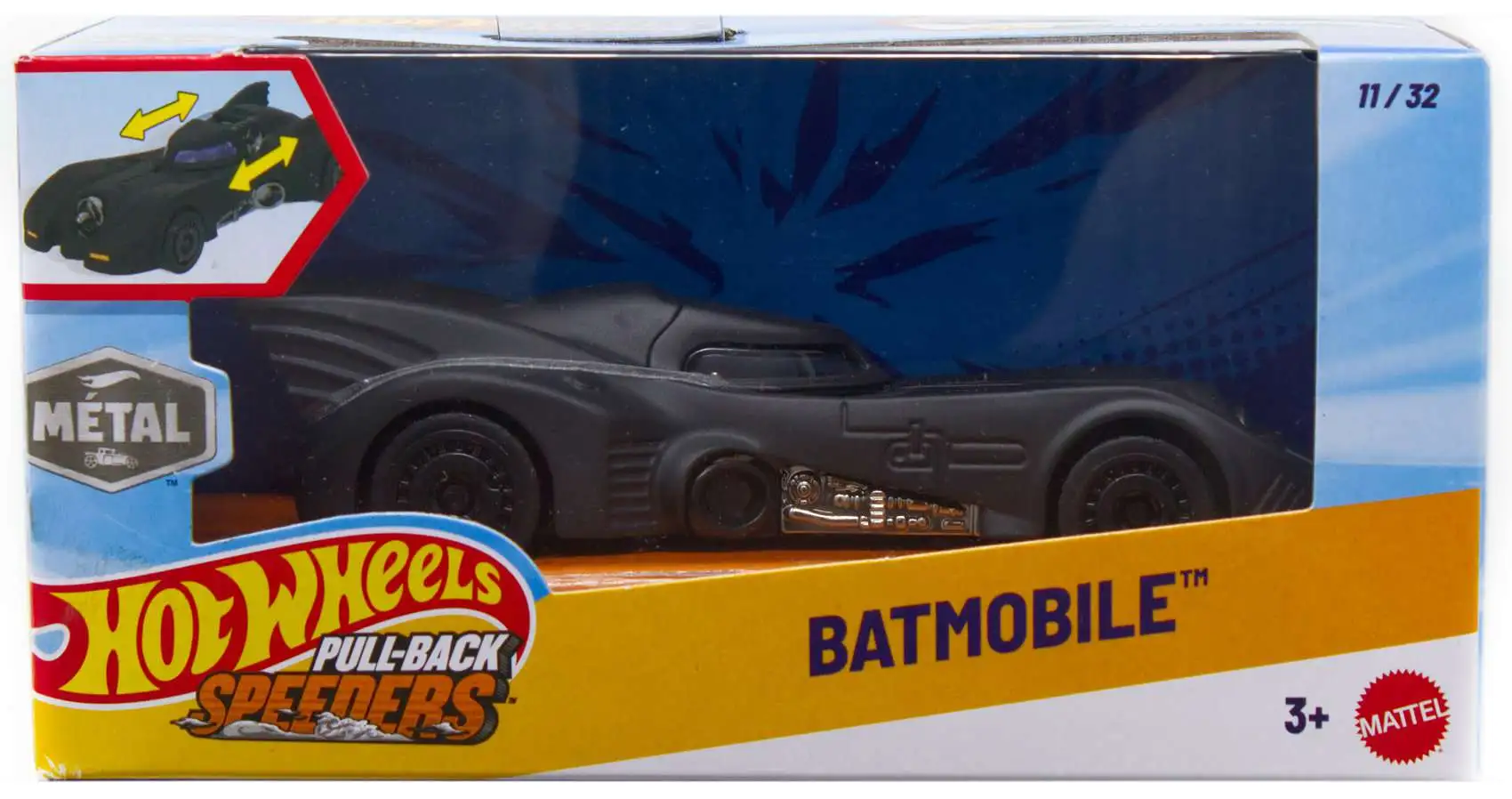 Hot Wheels Pull-Back Speeders Batmobile Diecast Pull-Back Car