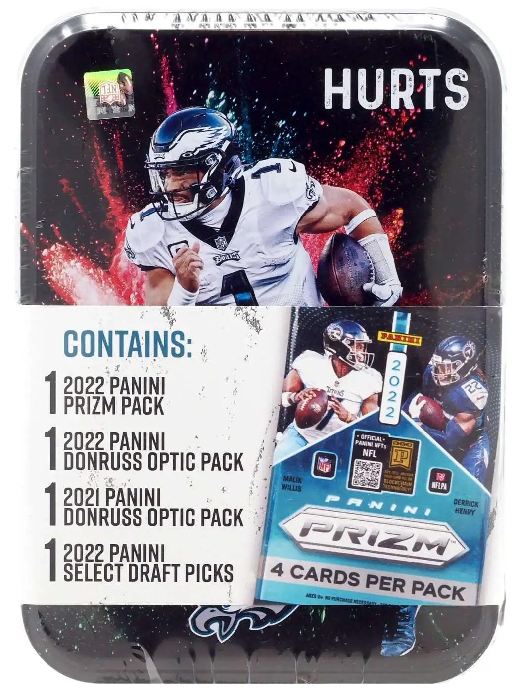 NFL Philadelphia Eagles 2022 Panini Football Jalen Hurts Trading Card COLLECTOR Tin [4 Assorted Packs]