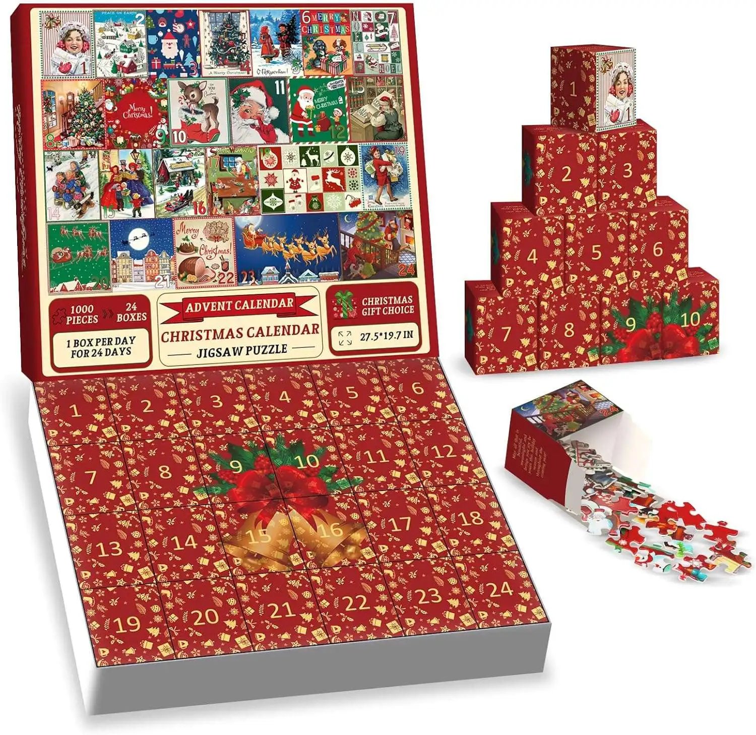 Christmas Calendar Advent Calendar Jigsaw Puzzle 1000 Pieces - ToyWiz