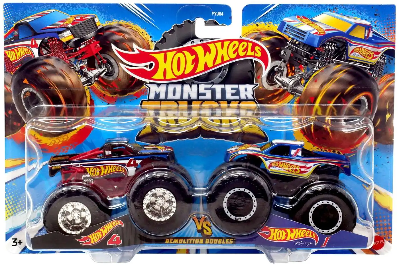 Hot Wheels Monster Trucks 1:64 Scale Demolition Doubles 2-Packs With 2  Vehicles