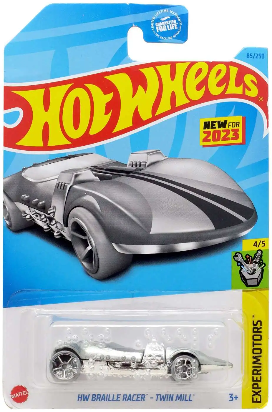 Hot Wheels Experimotors HW Braille Racer - Twin Mill Diecast Car [Silver]