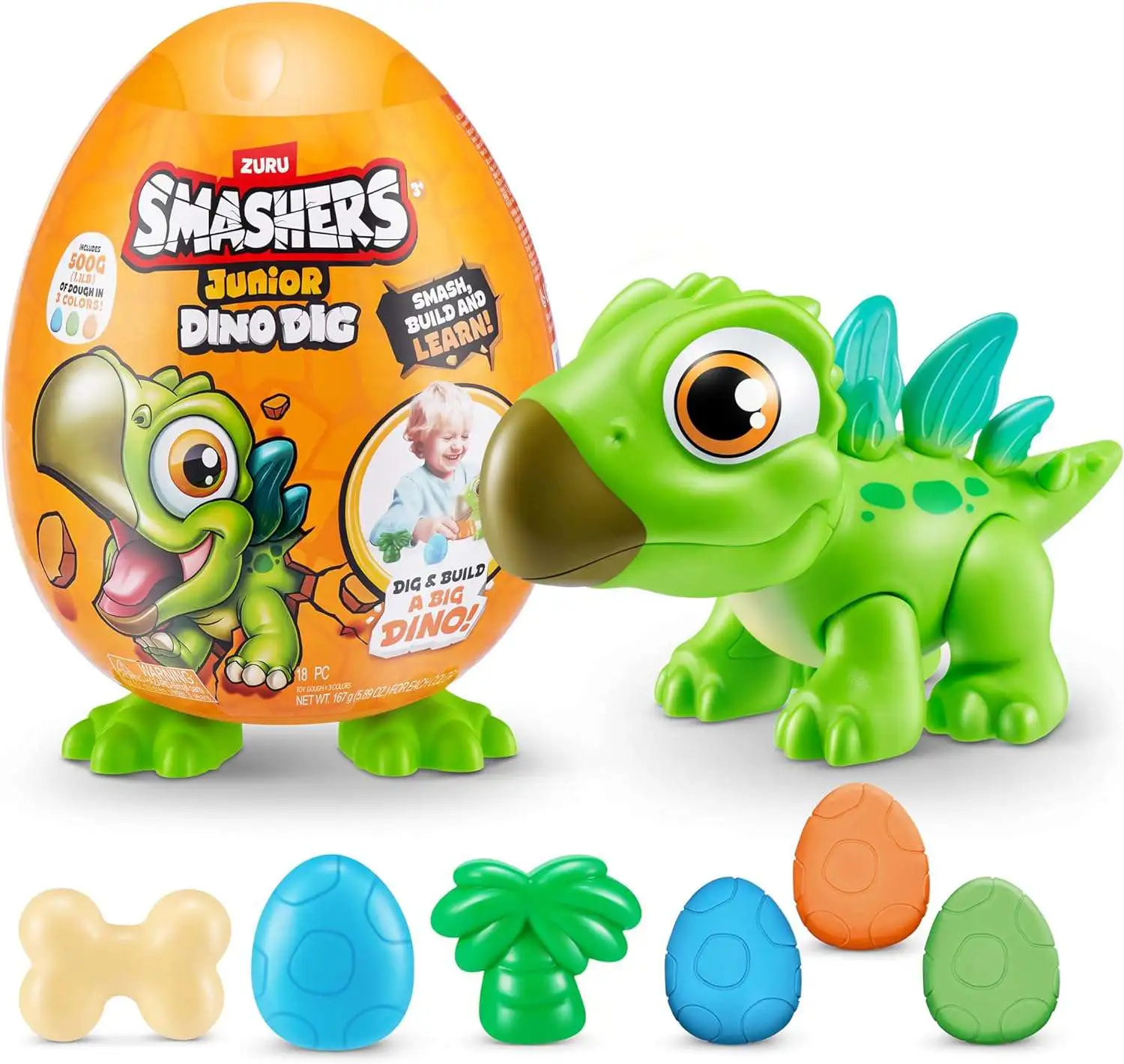 Smashers Junior Dino Dig Stegasaurus SMALL Mystery Egg GREEN Dinosaur ...