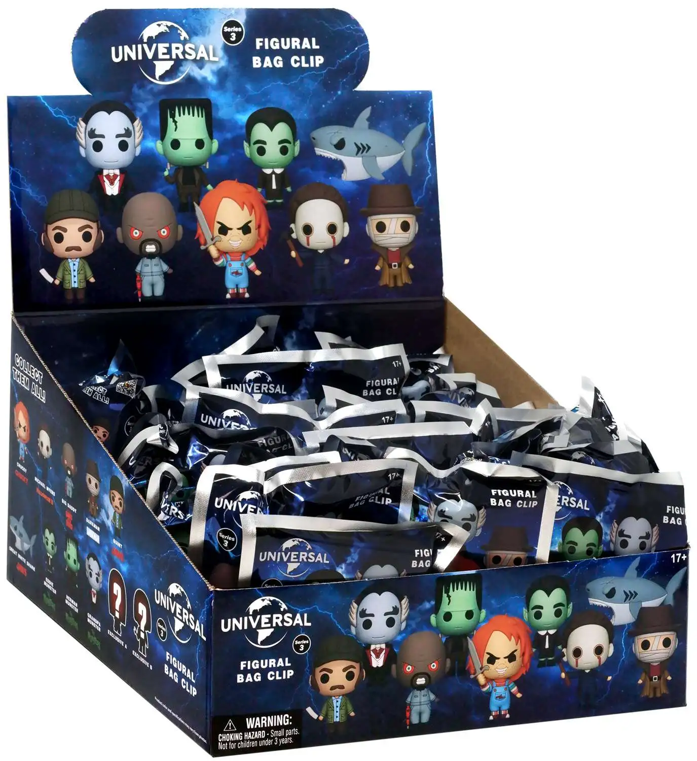 3D Figural Foam Bag Clip Universal Vault Horror Series 3 Mystery Box [24 Packs]