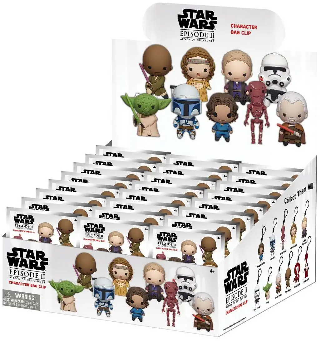 Star Wars 3D Figural Foam Bag Clip Episode II Attack of the Clones Mystery Box [24 Packs]