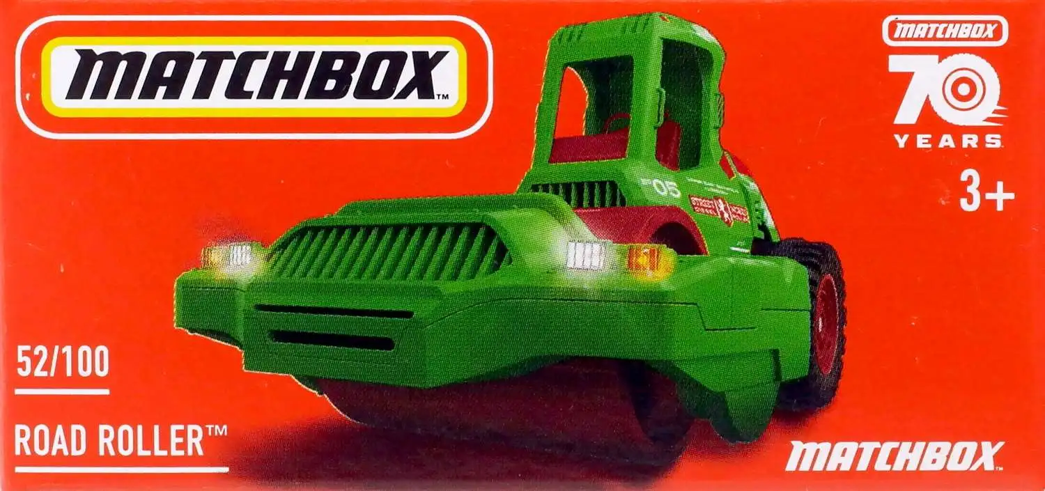 Matchbox Power Grabs Road Roller Diecast Car Green Mattel - ToyWiz