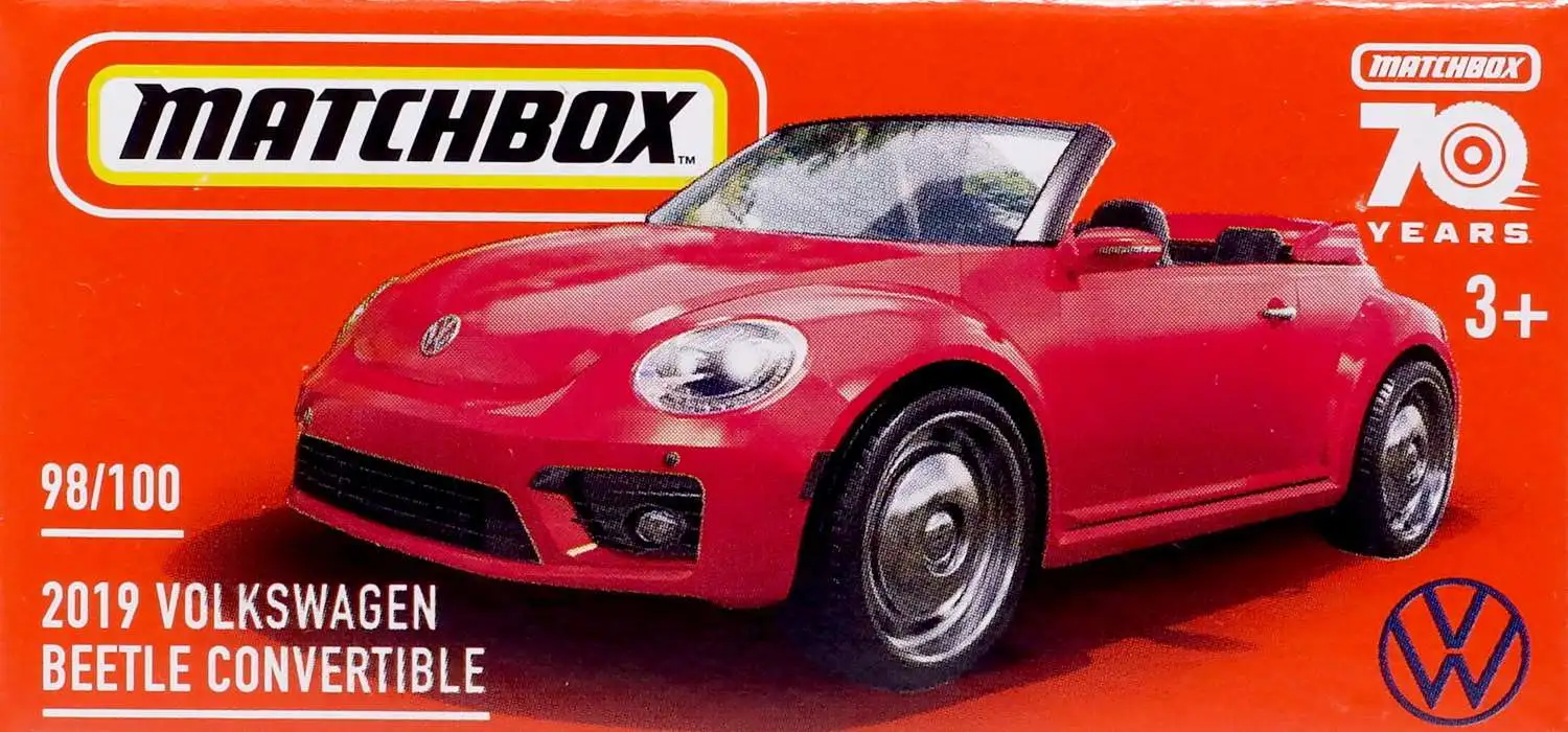 Matchbox Power Grabs 2019 Volkswagen Beetle Convertible Diecast Car [Red]