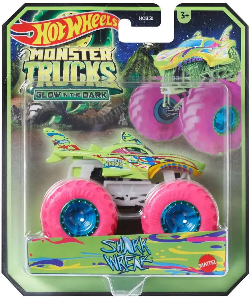 Hot Wheels Monster Trucks Glow in the Dark Shark Wreak 164 Diecast Car ...