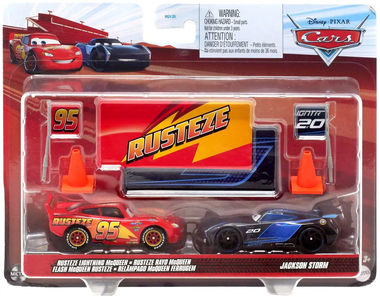 Disney Pixar Cars Cars 3 Metal Rusteze Lightning McQueen Jackson Storm 155 Diecast Car 2 Pack Mattel Toys ToyWiz