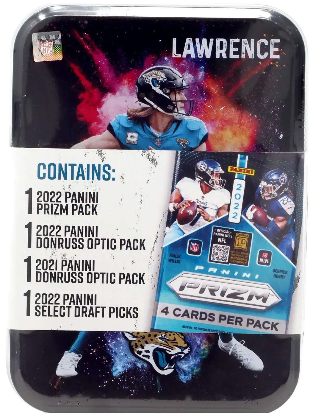 NFL Jacksonville Jaguars 2022 Panini Football Trevor Lawrence Trading Card COLLECTOR Tin [4 Assorted Packs]