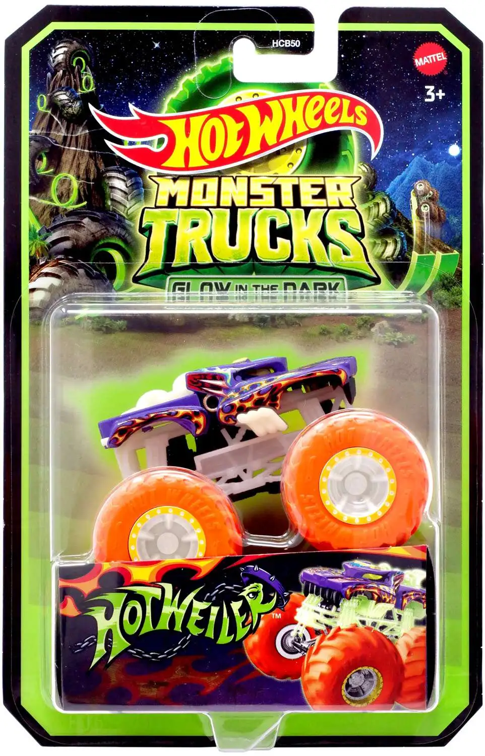 Hot Wheels Monster Trucks Glow in the Dark Hotweiler Diecast Car
