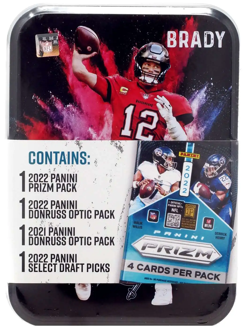 NFL Tampa Bay Buccaneers 2022 Panini Football Tom Brady Trading Card COLLECTOR Tin [4 Assorted Packs]