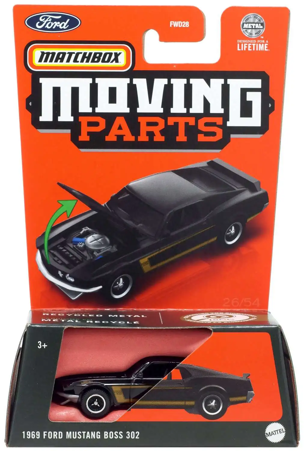 Matchbox Moving Parts 1969 Ford Mustang Boss 302 Diecast Vehicle Mattel ...