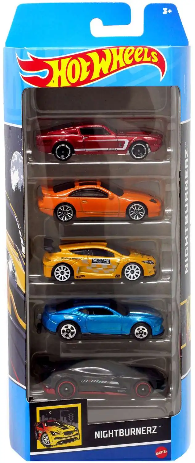 Hot Wheels NightBurnerz 67 Shelby GT500 Nissan 300ZX Twin Turbo Megane Trophy 2018 Copo Camaro SS Gazella R Die Cast Car 5 Pack Mattel ToyWiz