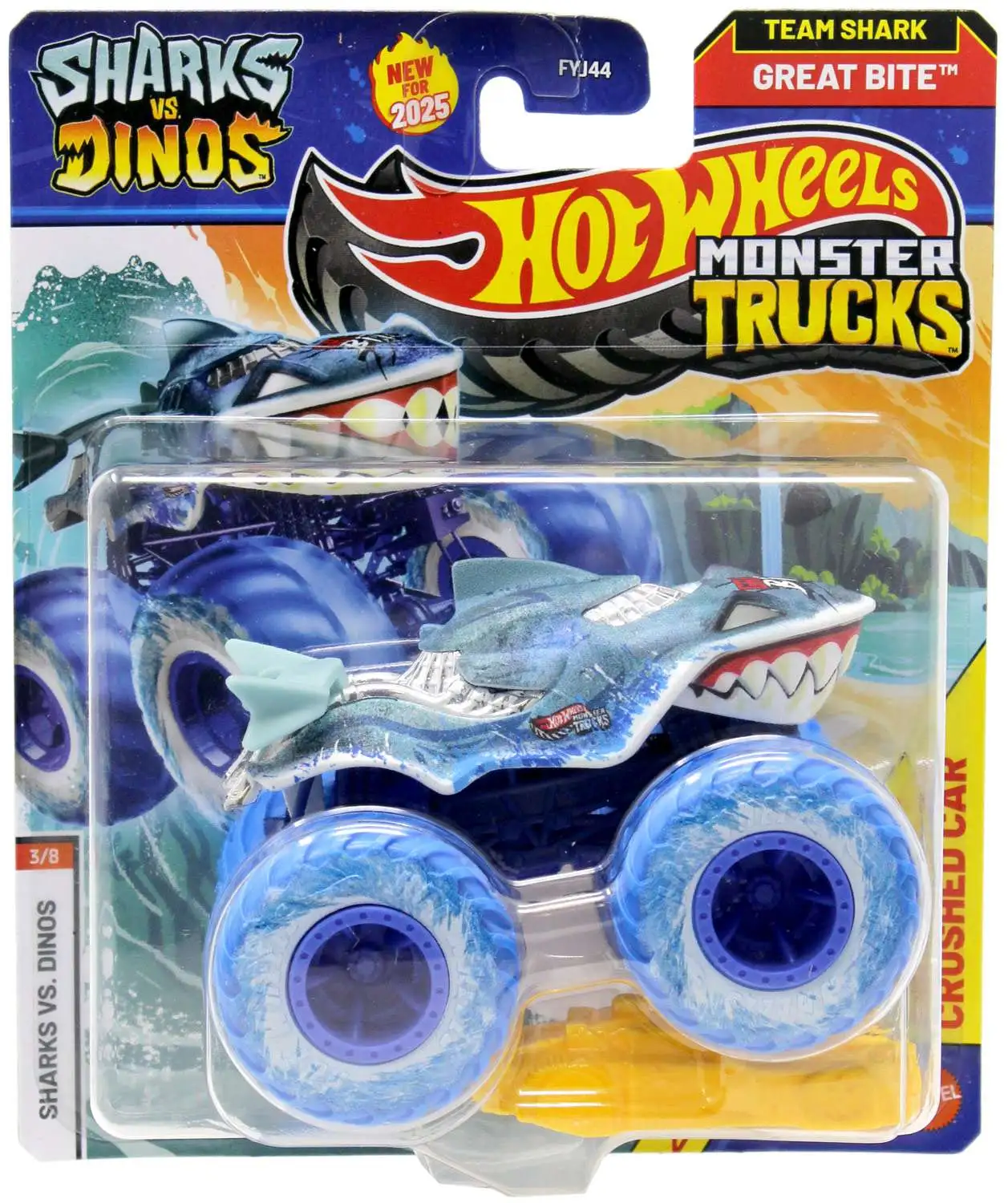 Hot Wheels Monster Trucks Sharks vs. Dinos Great Bite Diecast Car [Blue]