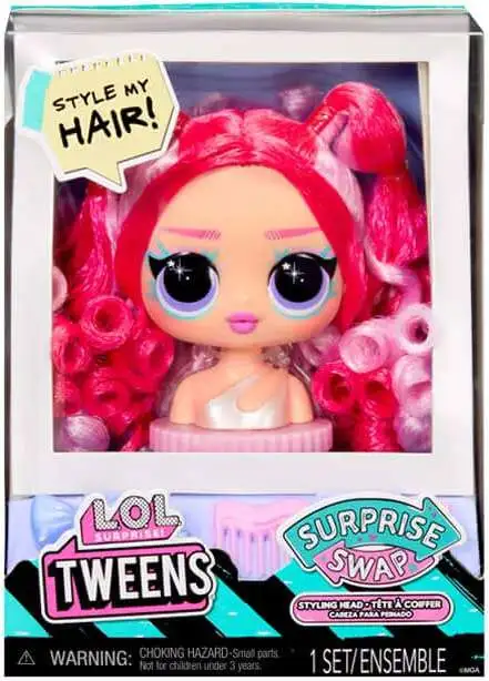 LOL Surprise Tweens Surprise SWAP Two-Tone Pink Hair Styling Head