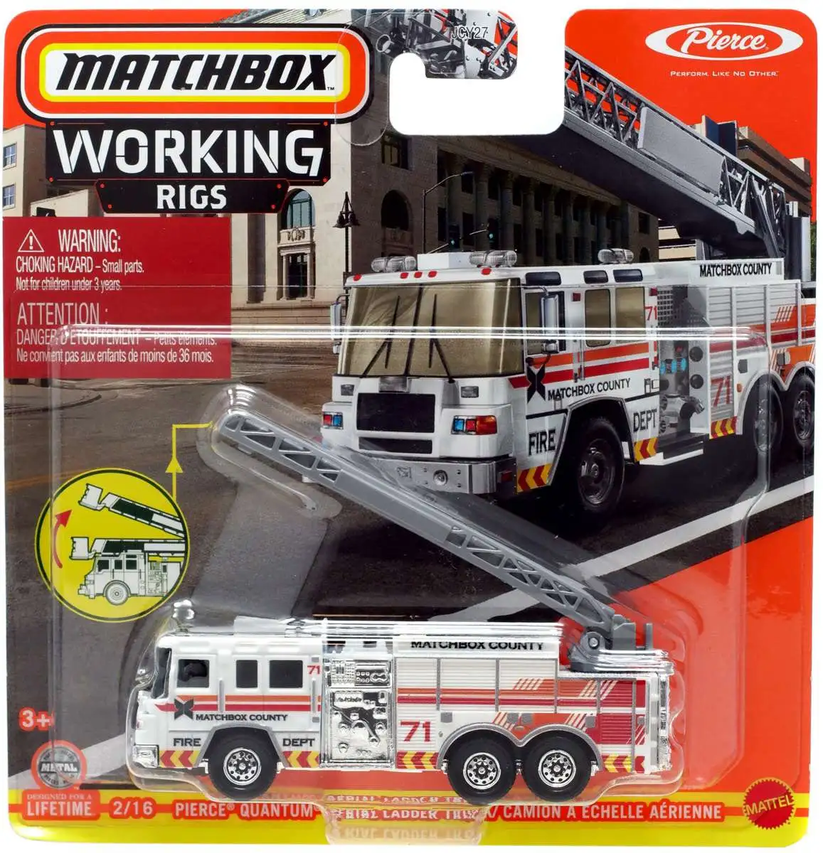 Matchbox Working Rigs Pierce Quantum Aerial Ladder Truck Diecast Vehicle Mattel Toys ToyWiz