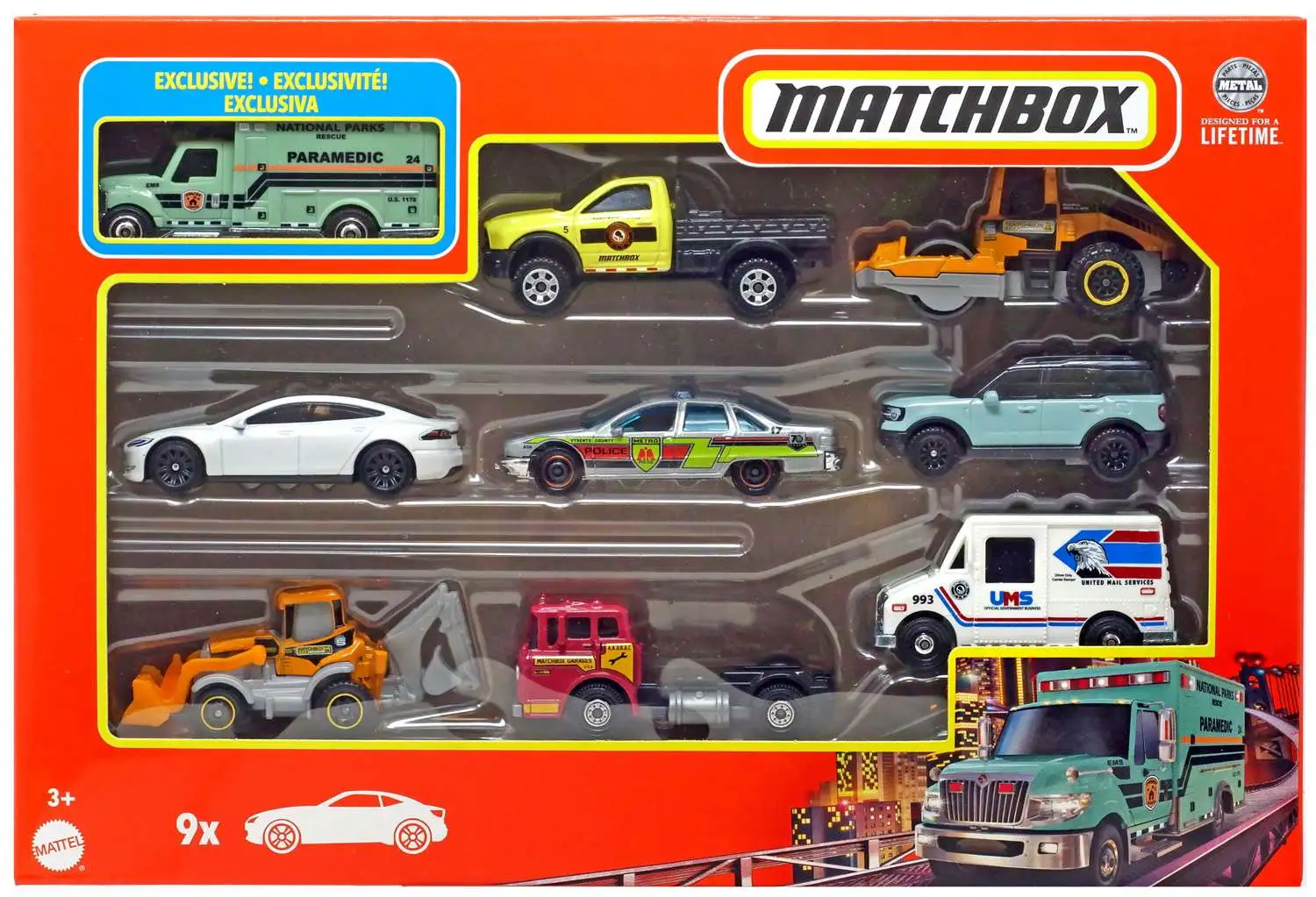 Matchbox Matchbox Diecast Car 9-Pack International Workstar Ambulance ...