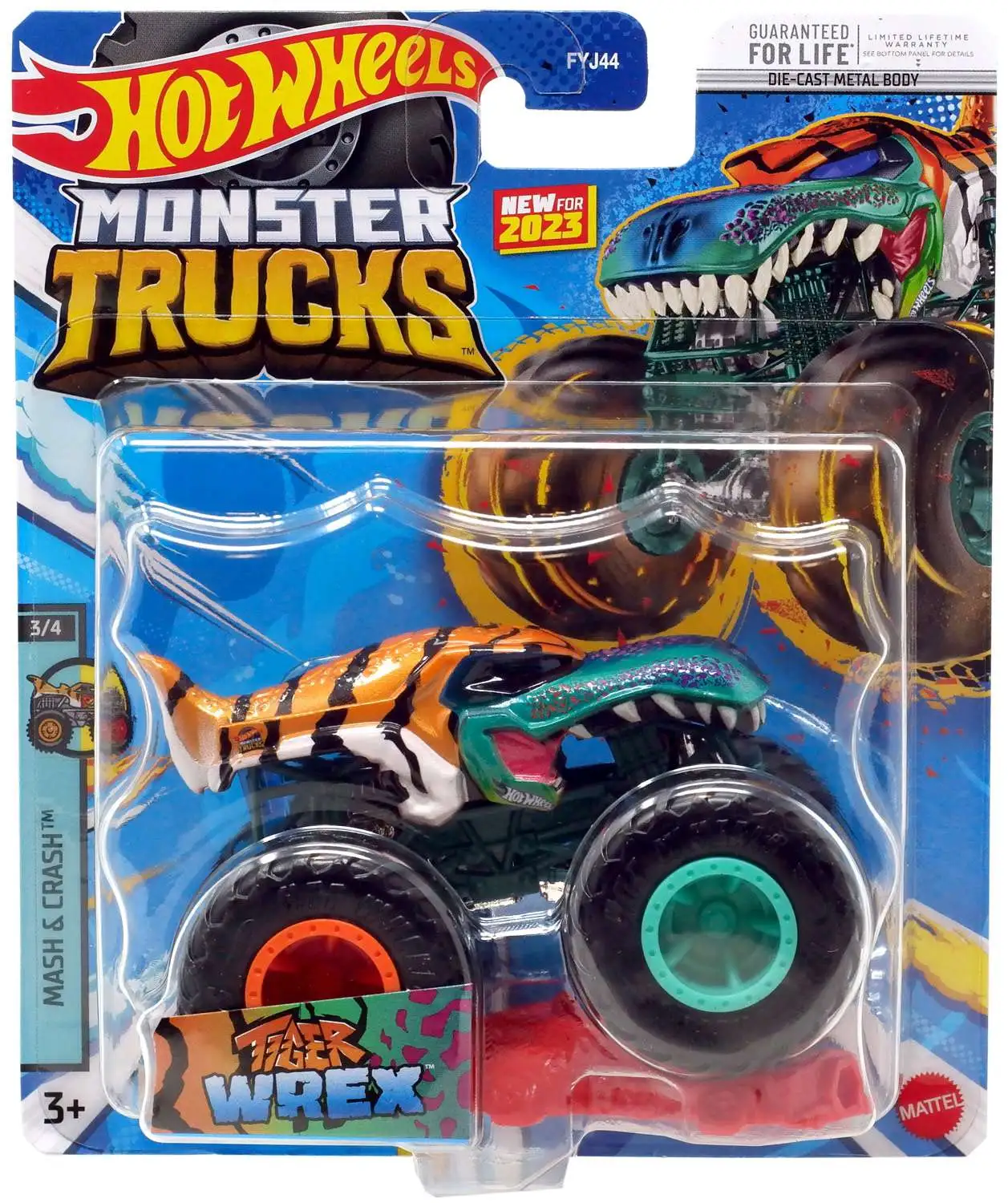 Hot Wheels Monster Trucks Mash Crash Tiger Wrex 164 Diecast Car Mattel ...