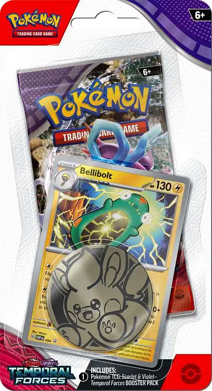 Pokemon Scarlet & Violet Temporal Forces Bellibolt Checklane BLISTER Pack [Booster Pack, Promo Card & Coin]