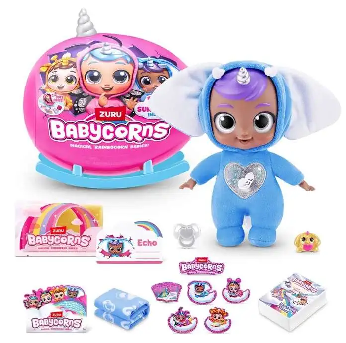 Babycorns Magical Rainbocorn Babies Series 1 SMALL Elephant Surprise Mystery Plush [SILVER Horn, 15+ Surprises]