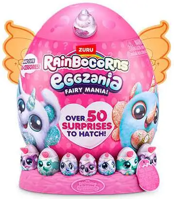 Rainbocorns Eggzania FAIRY Mania! RHINO Mystery Egg Plush [Orange, Over 50 Surprises to Hatch!]