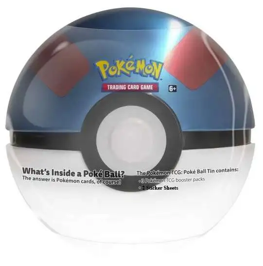 Pokemon Trading Card Game 2023 Great Ball Pokeball Tin Set [3 Booster Packs & 2 Sticker Sheets]