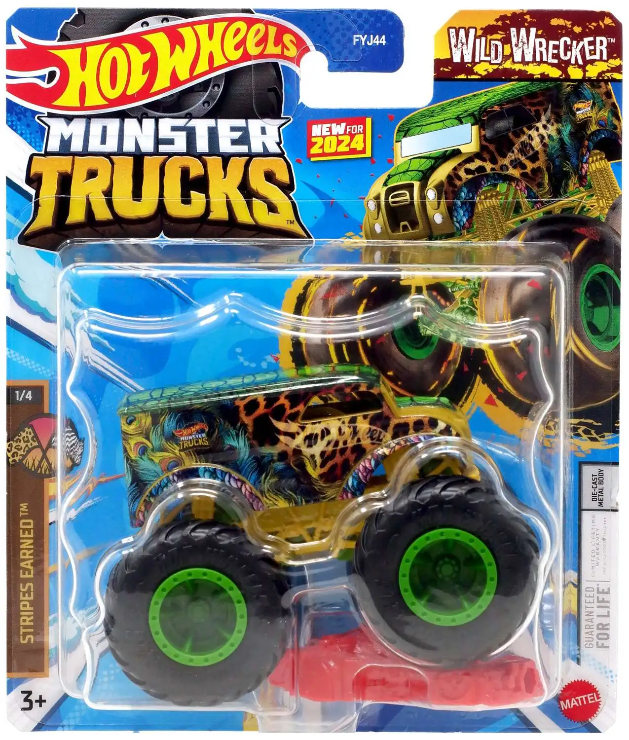 Hot Wheels Monster Trucks Stripes Earned Wild Wrecker Diecast Car