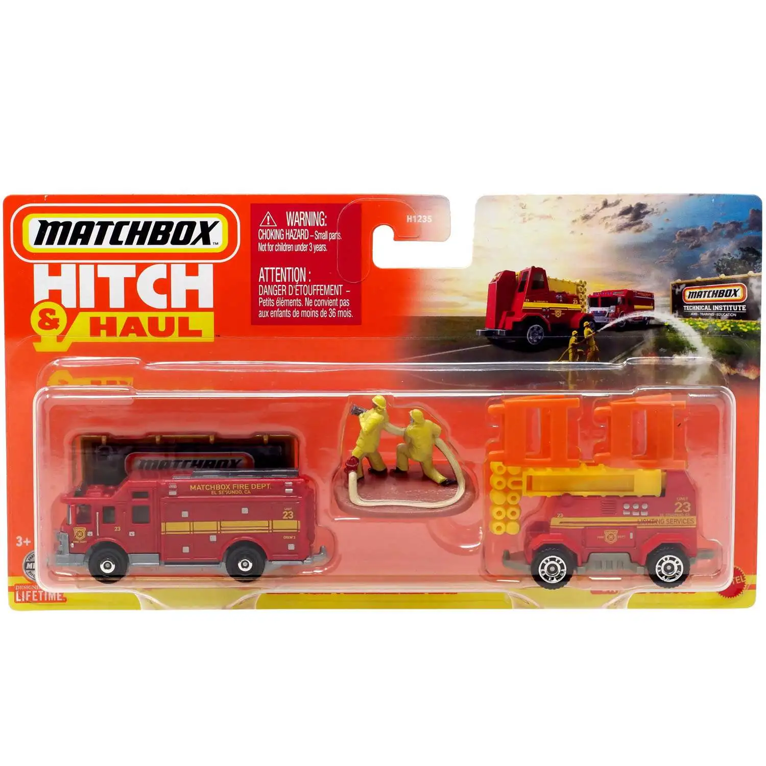 Matchbox Hitch Haul MBX Fire Rescue Diecast Vehicle Version 2 Hazard Squad MBX Mobile Light Truck Mattel Toys ToyWiz