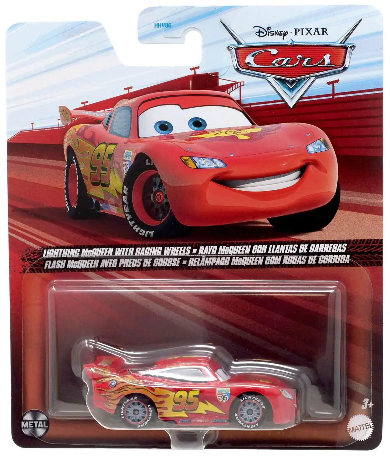 Disney / Pixar Cars Metal Lightning McQueen with Racing Wheel Diecast Car