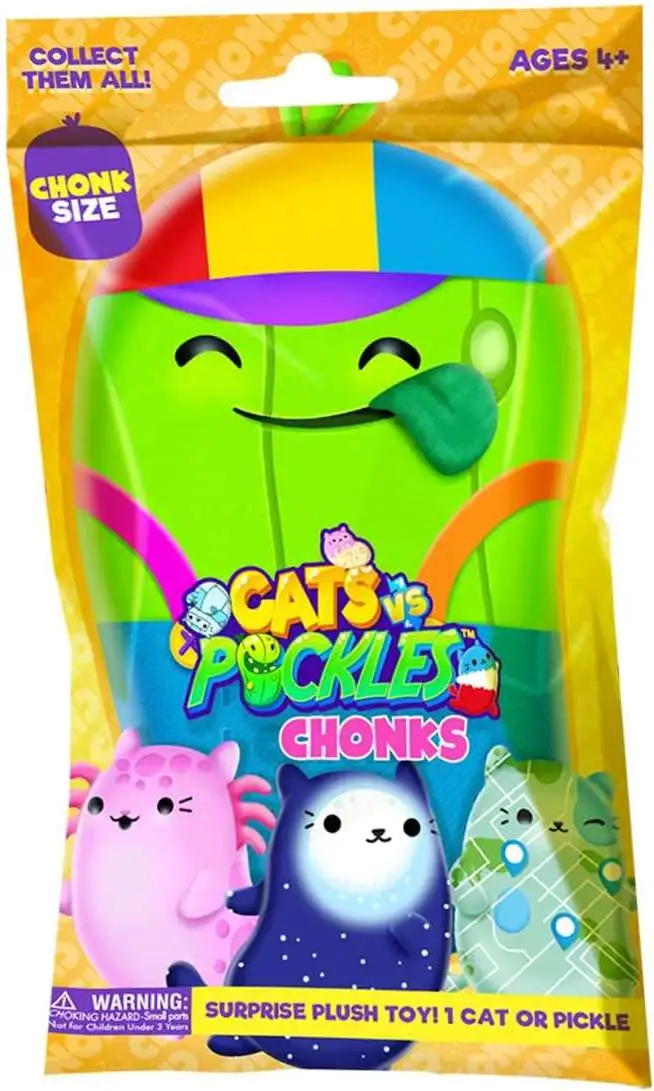 Cats Vs. Pickles Chonks Bean Filled Plush 6-Inch Mystery Pack [Gold, 1 RANDOM Cat OR Pickle!]