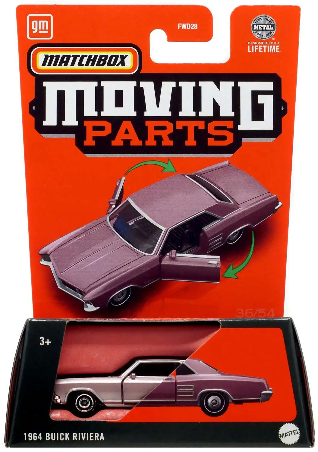 Matchbox Moving Parts 1964 Buick Riviera Diecast Vehicle Mattel