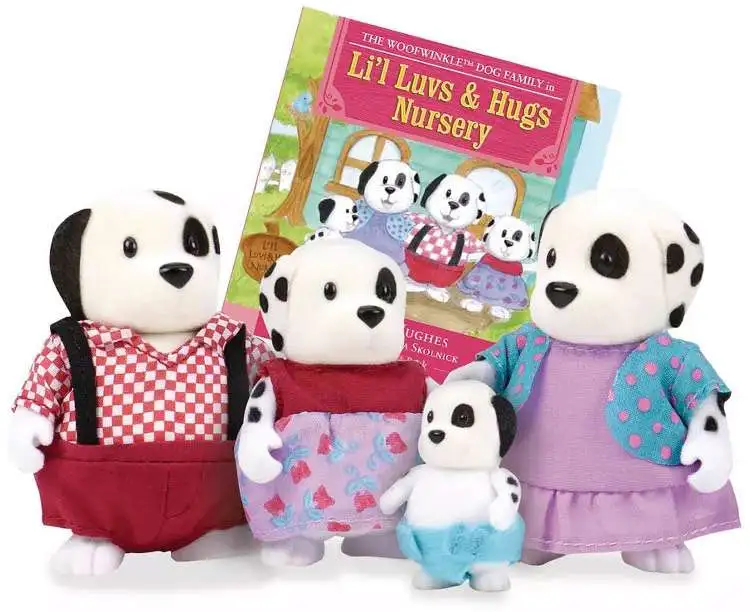 Li'l Woodzeez Woofwinkle Dog Family Set of 4 Collectible Figures – Non-Flocked, Multicolor, Plastic, Model WZ6831C6SZ, Gift Toy for Kids