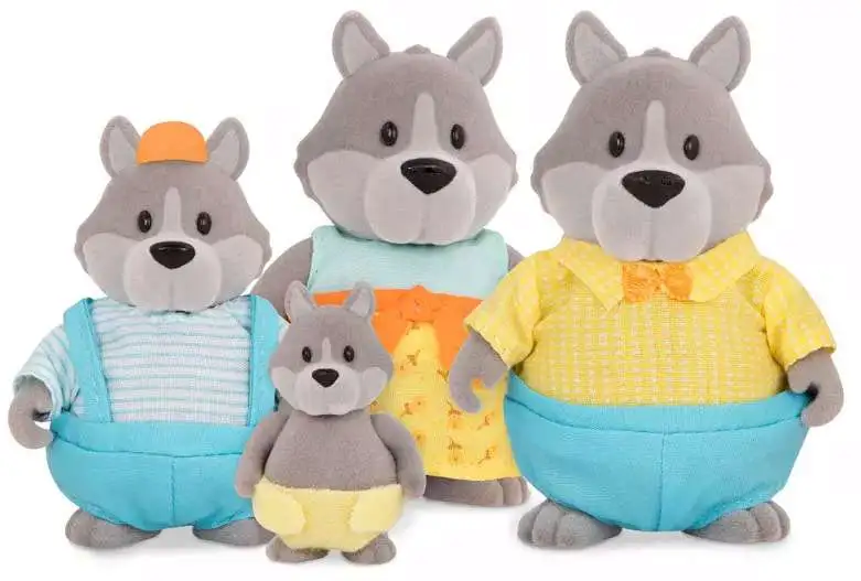 Li'l Woodzeez Famileez Mountain Collection GrayPaws Wolf Family Figure Set